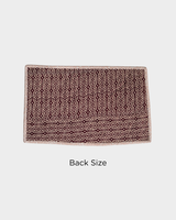 A technical layout image labeled "Back Size," showcasing the solid brown scroll-patterned reverse side of the quilted mats.