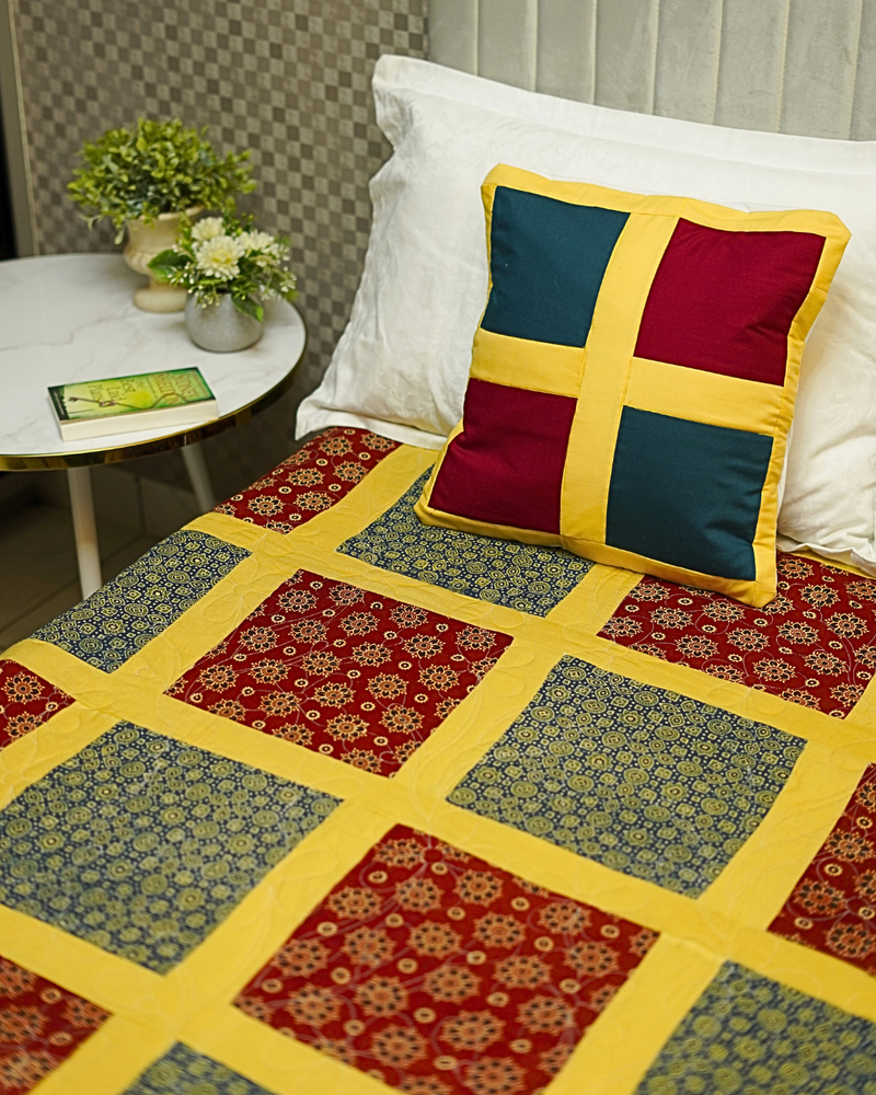 Bold Retro Checkerboard Quilted with Shams