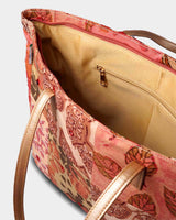 Dusty Rose Patchwork Tote Bag with Gold Handles