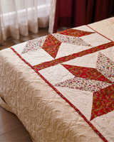 Elegant Pink Star Patchwork Quilted Bed Runner