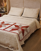 Elegant Pink Star Patchwork Quilted Bed Runner