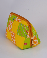 A side profile view showing the pouch’s triangular, wide-bottom structure that allows it to stand upright securely.