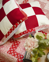 Cozy Red & White Chevron Quilted Bed Set with Shams