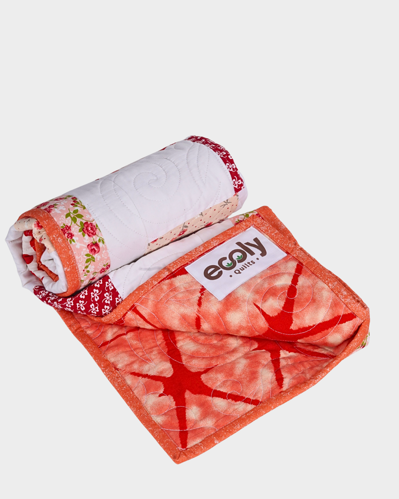 Sweet Apricot Blooms Baby Quilt