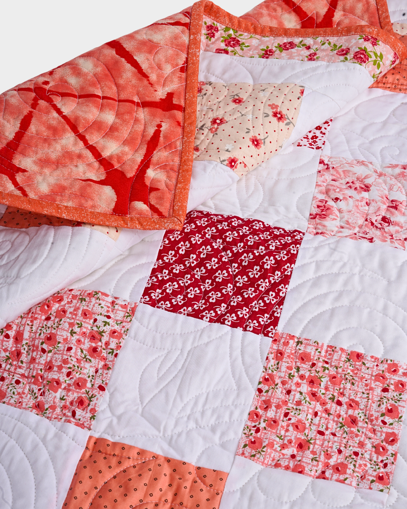 Sweet Apricot Blooms Baby Quilt