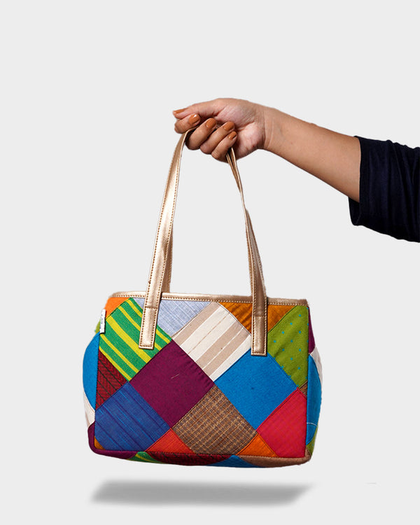 Vibrant Multi-Color Patchwork Handbag