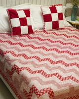 Cozy Red & White Chevron Quilted Bed Set with Shams
