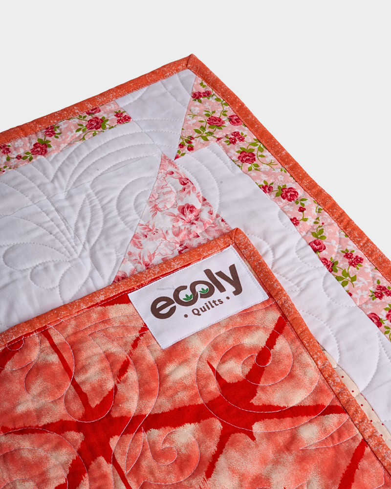 Sweet Apricot Blooms Baby Quilt