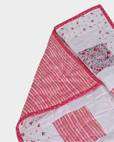 Sweet Pink & Gray Rosebud Baby Quilt