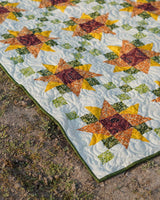Golden Sunflower Star Patchwork Bed Quilt