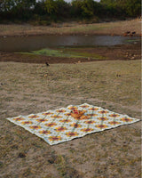Golden Sunflower Star Patchwork Bed Quilt