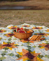 Golden Sunflower Star Patchwork Bed Quilt