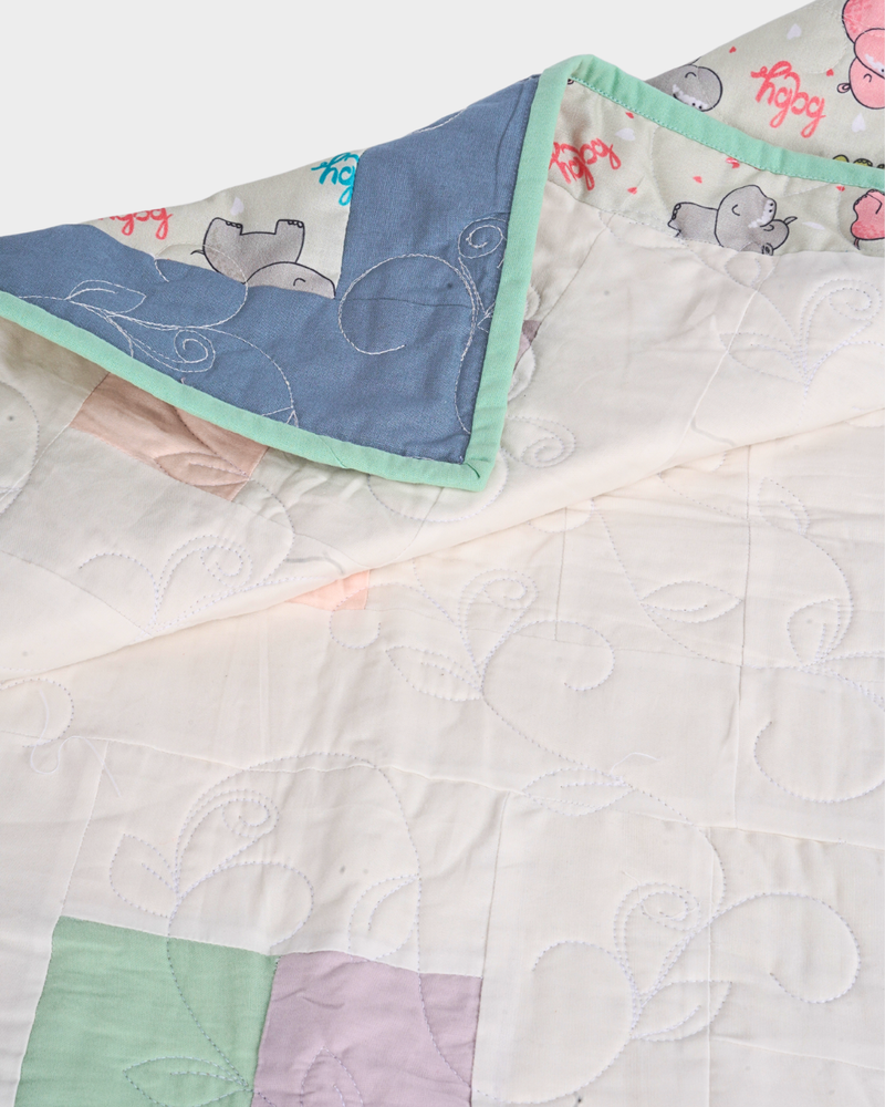 Sweet Hippo Pastel Block Baby Quilt