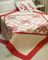 Red & White Star Quilt with Shams