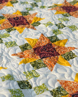 Golden Sunflower Star Patchwork Bed Quilt