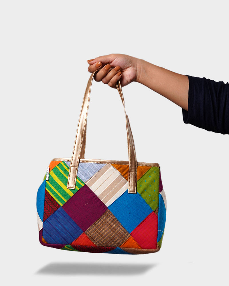 Vibrant Multi-Color Patchwork Handbag