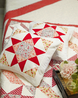 Red & White Star Quilt with Shams