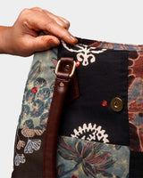 Handcrafted Patchwork Tote Bag with Faux Leather Handles