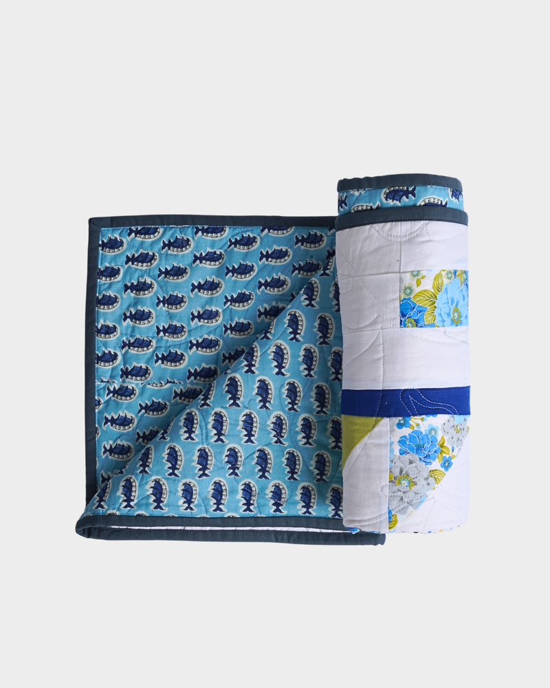 Sweet Blue & Lime Baby Quilt