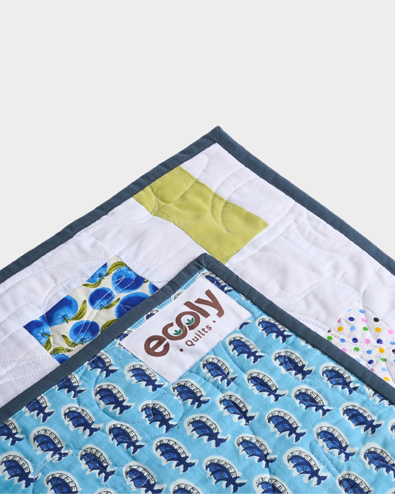 Sweet Blue & Lime Baby Quilt