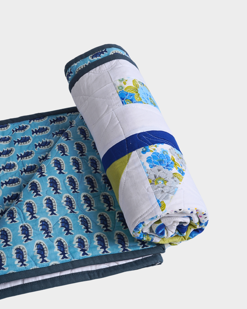 Sweet Blue & Lime Baby Quilt