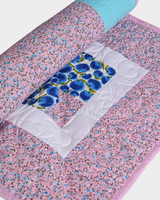 Aqua Blue and Pink Mix Baby Quilt