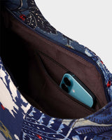 Blue Floral Patchwork Hobo Shoulder Bag
