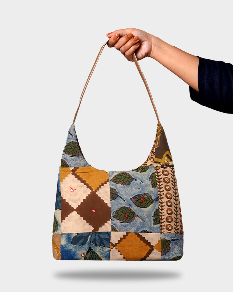 Earth Tones Patchwork Shoulder Bag