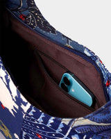 Blue Floral Patchwork Hobo Shoulder Bag
