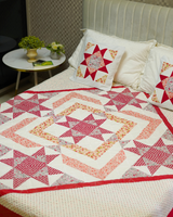 Red & White Star Quilt with Shams