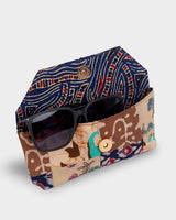 A clear, horizontal view of the case lying flat, highlighting the detailed Batik patterns and the high-quality quilted texture.