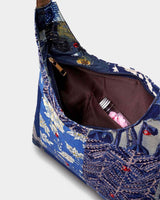 Blue Floral Patchwork Hobo Shoulder Bag