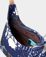 Blue Floral Patchwork Hobo Shoulder Bag