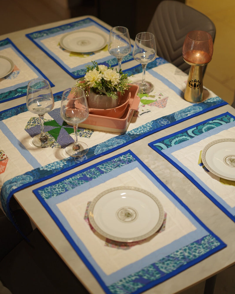 Coastal Blue Patchwork Dinner Table Mats