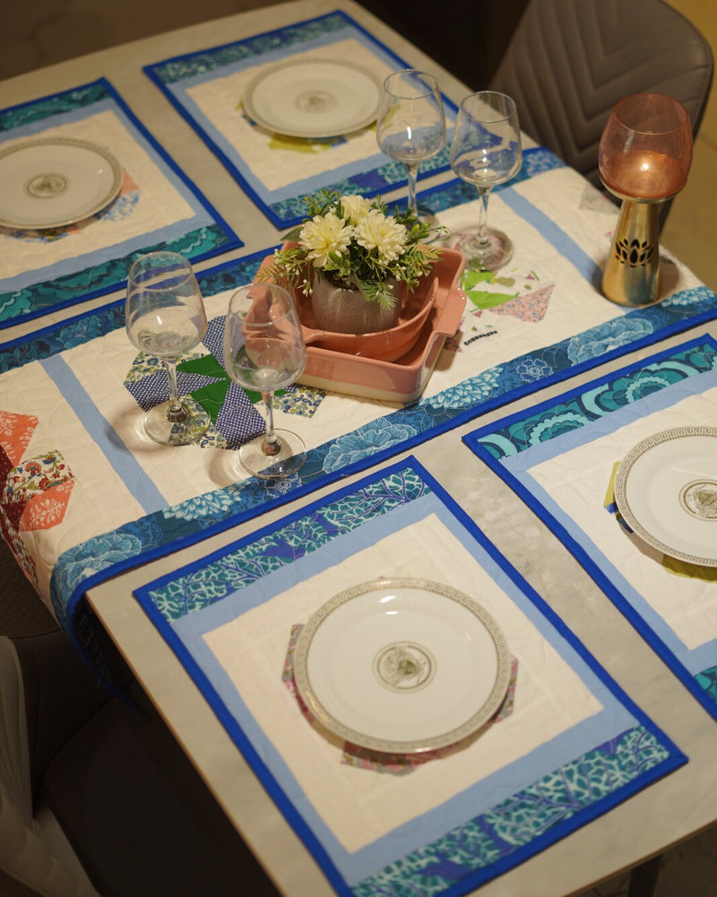 Coastal Blue Patchwork Dinner Table Mats